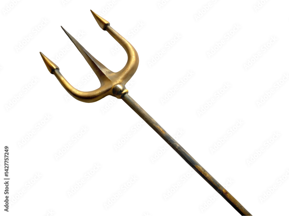 Golden Trident Image Mythology Weapon Symbol isolated on transparent background Golden Trident Image Mythology Weapon Symbol isolated on transparent background