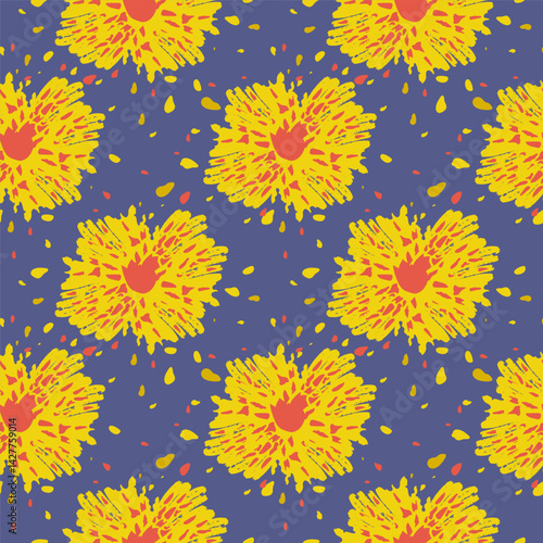 Seamless pattern of Big Bang theory in flat style. Evolution of universe print with Big Bang