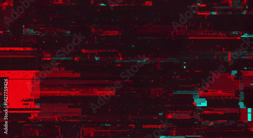 Dark Red Glitch Art Distorted Signal Lines Digital Background