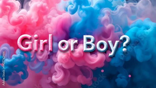 Gender reveal party boy or girl pink blue smoke celebration baby shower announcement surprise gender 4k video