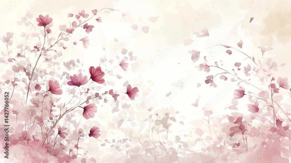 Obraz premium Delicate floral design in soft pinks and creams.