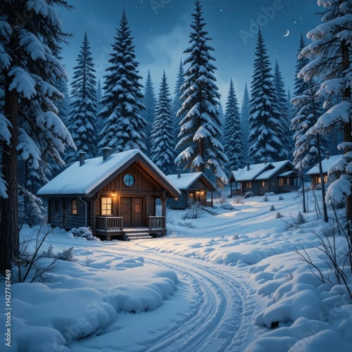 house in the snow PNG background