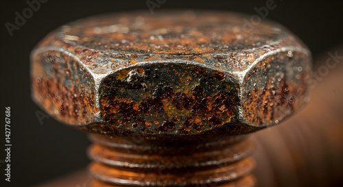 Worn Metal Close-Up Rust Textures and Bolt Head Details Industrial Background