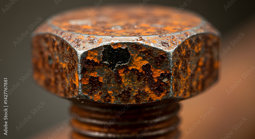 Close Up Of Heavily Rusted Hex Bolt Head Shows Texture And Decay Close Up Of Heavily Rusted Hex Bolt Head Shows Texture And Decay