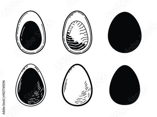 egg icon set, egg silhouette vector illustration.