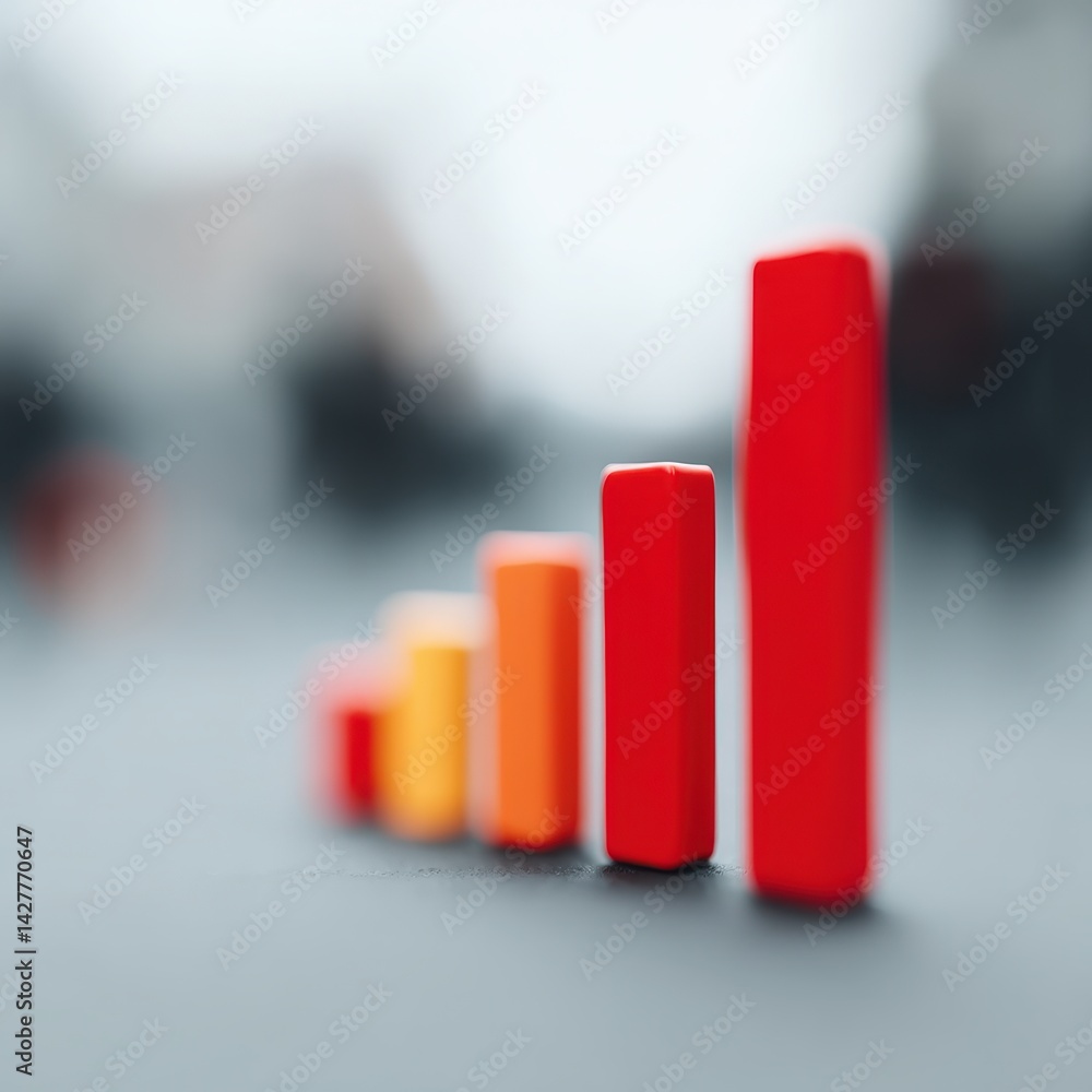 Conceptual 3D data chart overlaid on abstract modern business scene