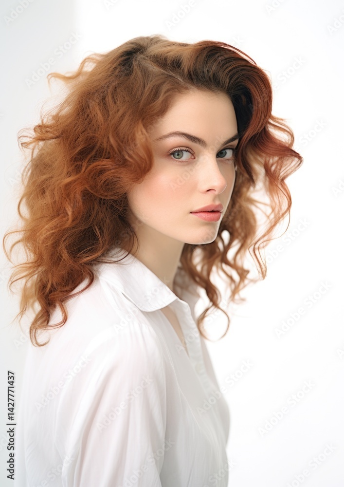 side view beautiful female model in white background side view beautiful female model in white background