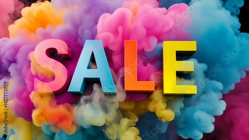Sale promotion discount offer clearance savings deals marketing advertising colorful smoke design 4k video
