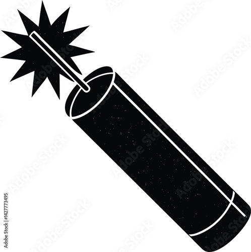 Dynamite Silhouette Vector | Explosive Stick, Bomb Icon & Blast Symbol in Black Vector