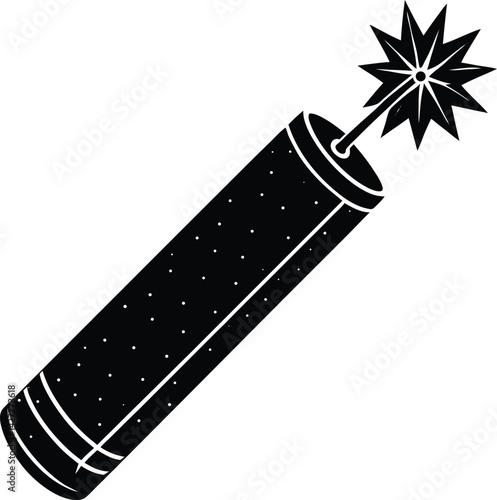 Dynamite Silhouette Vector | Explosive Stick, Bomb Icon & Blast Symbol in Black Vector