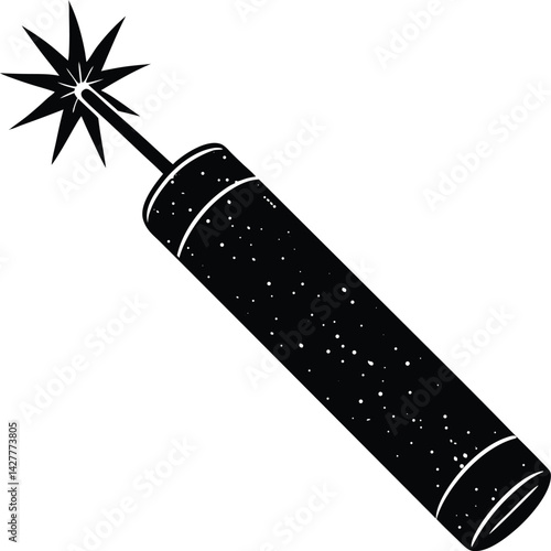 Dynamite Silhouette Vector | Explosive Stick, Bomb Icon & Blast Symbol in Black Vector