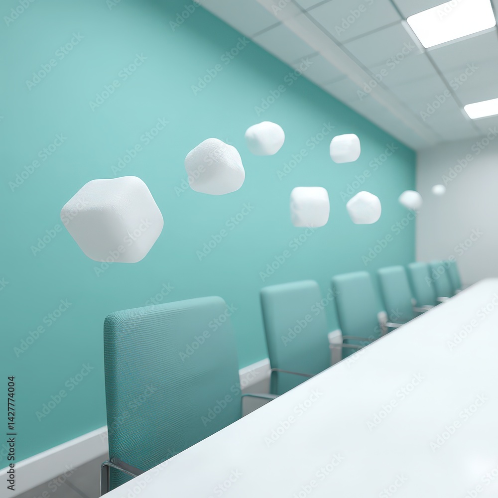 Smart boardroom with floating 3D data models