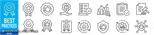 Best practices icon set. Editable line icons collection. Vector illustration.