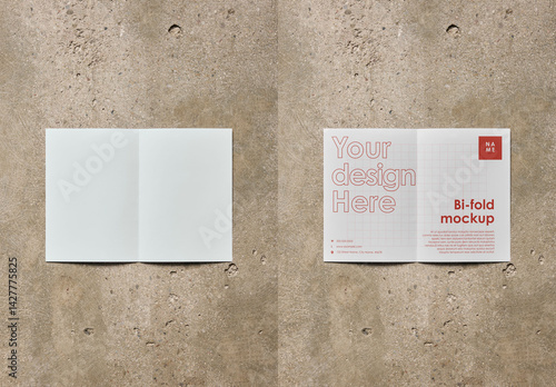 Mockup Of Customizable Bi-Fold Open Leaflet On Floor