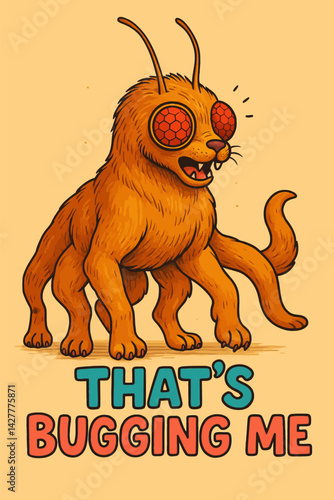 Cartoon Bug-eyed Creature with Multiple Legs and Funny Expression