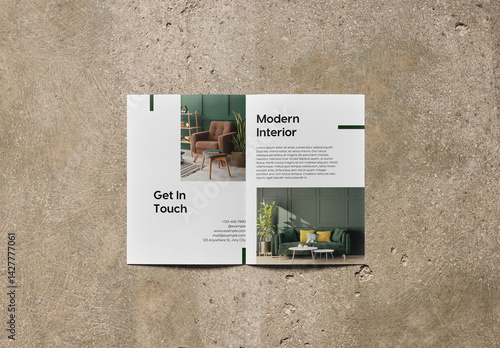 Mockup Of Customized Bi-Fold Open Leaflet On Floor