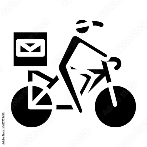 Postal on Bicycle Vector Glyph Icon Design