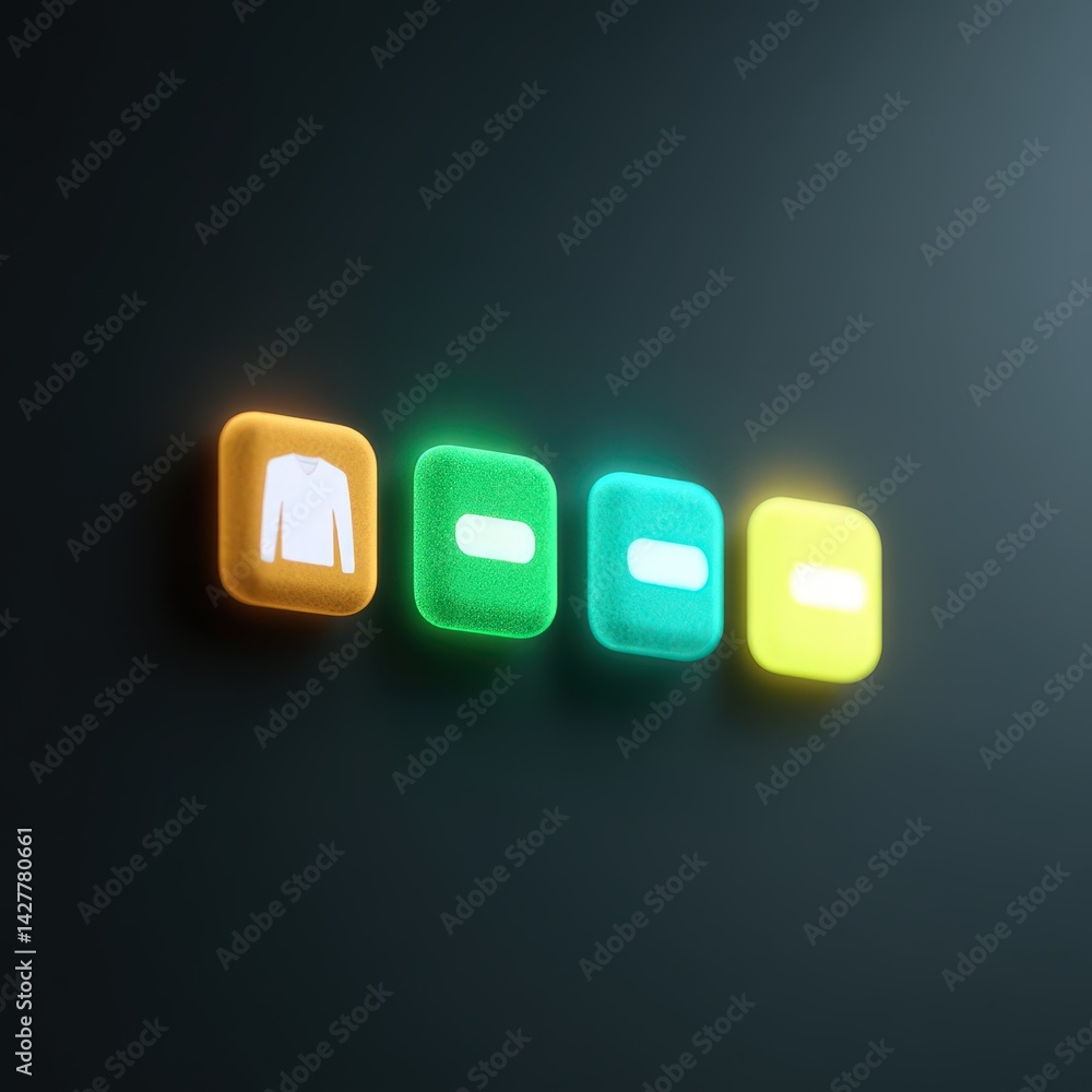 E-commerce dashboard interface glowing in dark minimalist setting