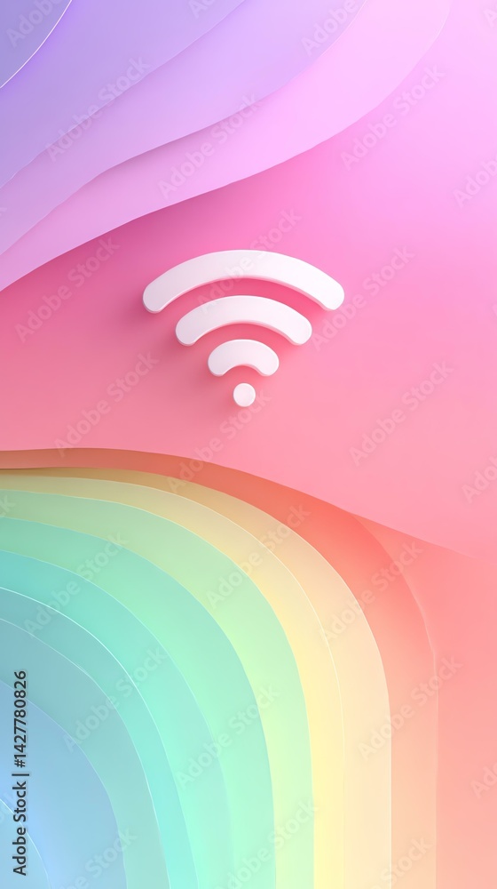 iot A vibrant and colorful digital background featuring a WiFi symbol and soft flowing gradients. iot A vibrant and colorful digital background featuring a WiFi symbol and soft flowing gradients.