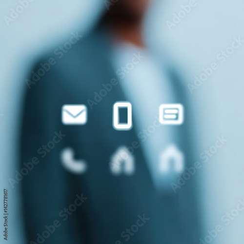 Obraz na płótnie Business communication through smart devices, holographic overlay w salonie