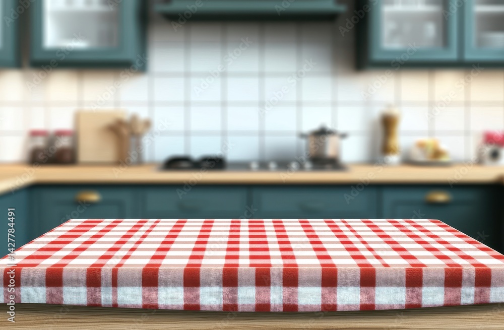 Naklejka premium Kitchen Tablecloth Mockup