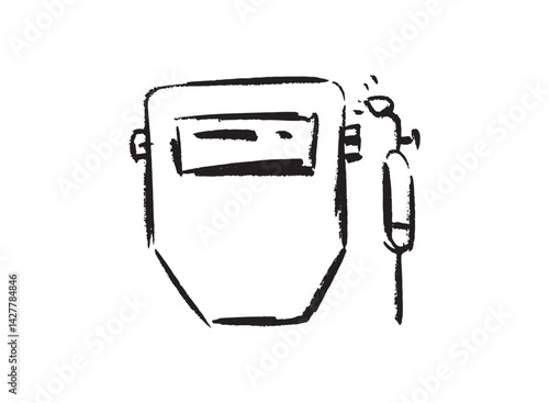 Set icon of an Industry Welding Mask Doodle Handdrawn