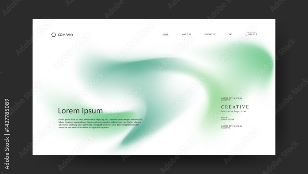 Abstract wave futuristic design of landing page. retro fluid gradient website design
