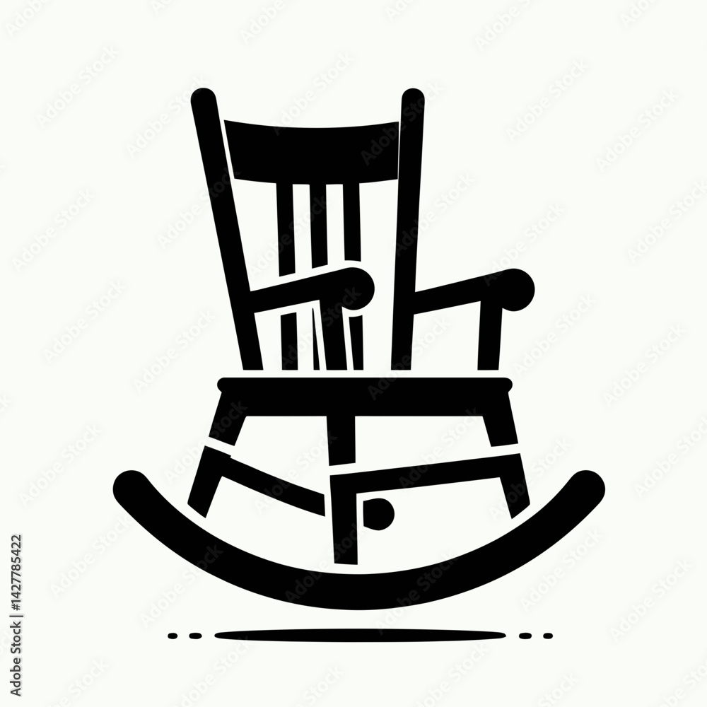 very simple flat and single minimalist Rocking Chair Silhouettes in black on a white background very simple flat and single minimalist Rocking Chair Silhouettes in black on a white background
