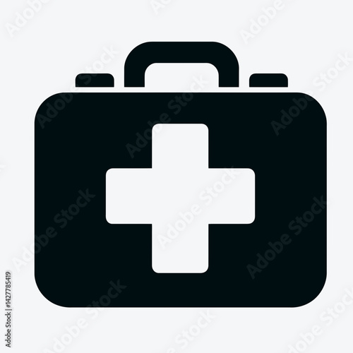 very simple flat and single minimalist First Aid Kit Silhouettes in black on a white background