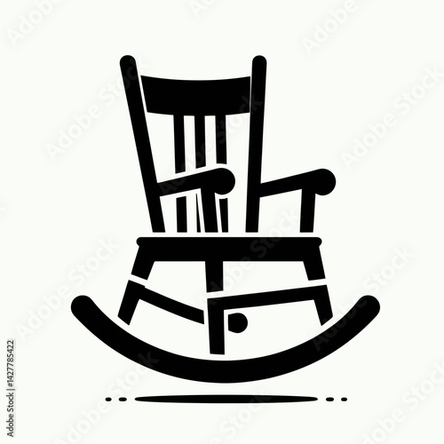 very simple flat and single minimalist Rocking Chair Silhouettes in black on a white background