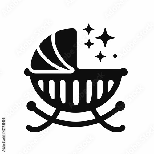 very simple flat and single minimalist Cradle Silhouettes in black on a white background
