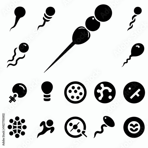 very simple flat and single minimalist Fertilization Silhouettes in black on a white background