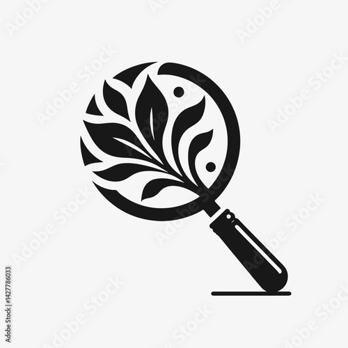 very simple flat and single minimalist Magnifying Glass Silhouettes in black on a white background
