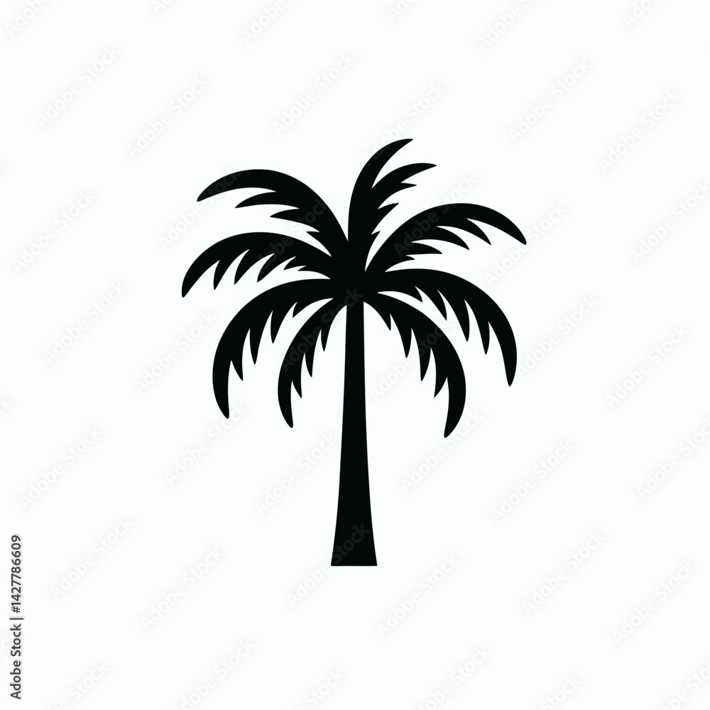 very simple flat and single minimalist Palm Silhouettes in black on a white background very simple flat and single minimalist Palm Silhouettes in black on a white background
