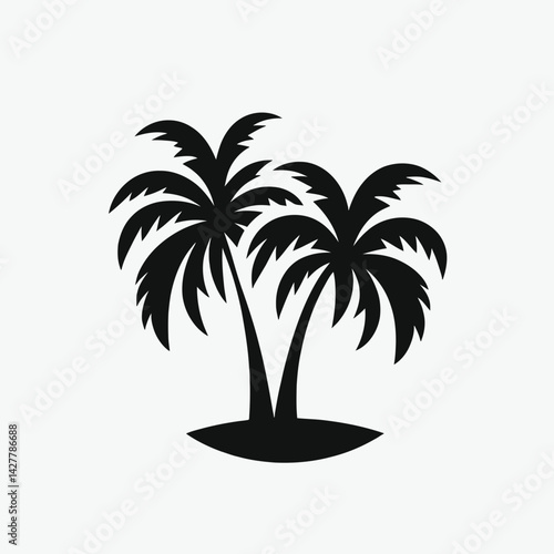very simple flat and single minimalist Palm Silhouettes in black on a white background