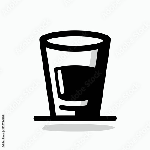very simple flat and single minimalist Shot Glass Silhouettes in black on a white background