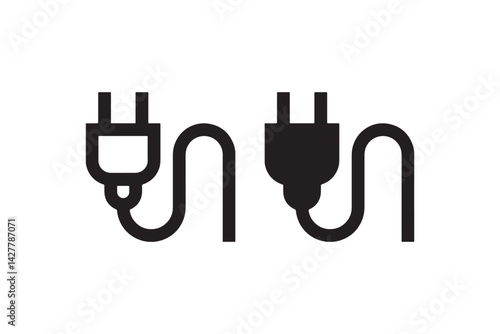Electric power plug icon in outline and solid Vector