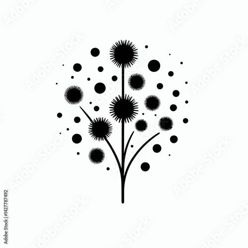 very simple flat and single minimalist Pollen Silhouettes in black on a white background