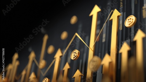 Striking gold arrow on a solid black background emphasizing financial success and growth in investment strategies