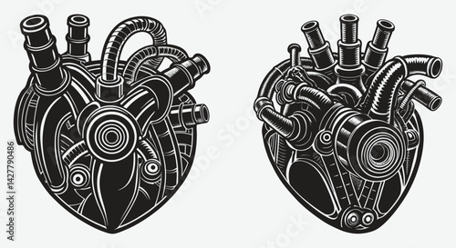 Robotic Biomechanical Heart Silhouette with Complex Piping System