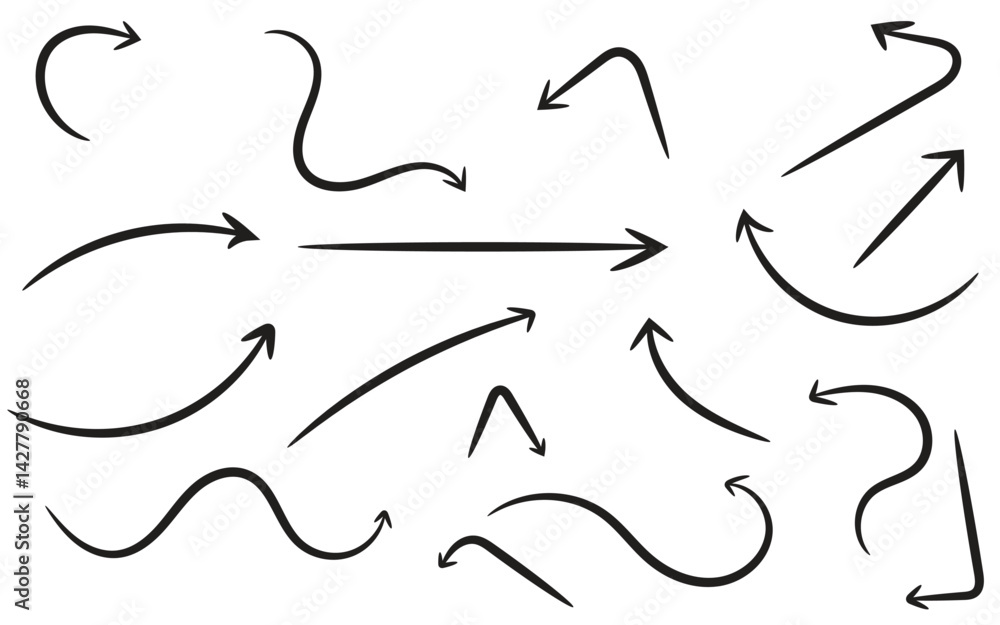 arrow hand drwing icon set vector arrow hand drwing icon set vector