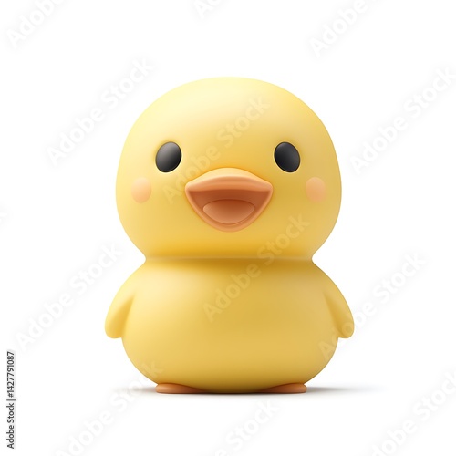 Yellow rubber duck toy with a smiley face, isolated for bath time fun