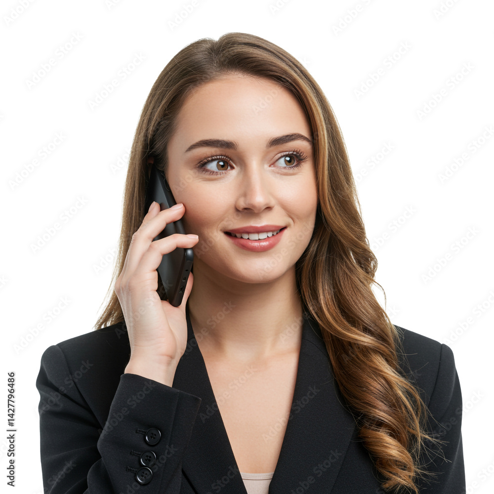 Smiling Caucasian Businesswoman Talking on Phone Confident Professional Happy Corporate Communication Success Modern Executive Smiling Caucasian Businesswoman Talking on Phone Confident Professional Happy Corporate Communication Success Modern Executive