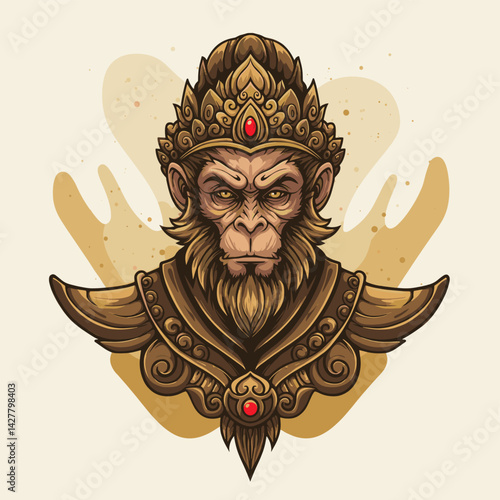 The Enlightened Monkey: A Meditative Monk in Spiritual Harmony