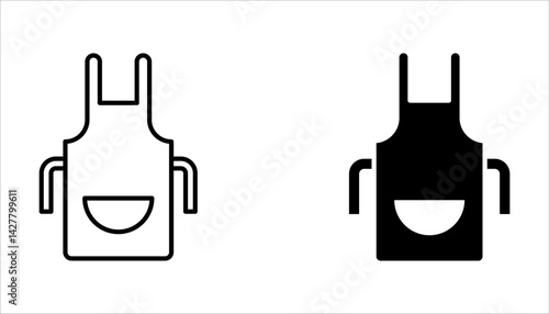 Apron editable stroke outline icon set isolated on white background
