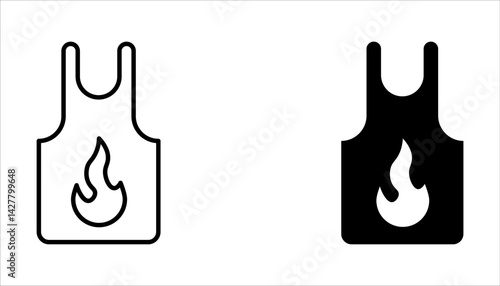 Apron editable stroke outline icon set isolated on white background