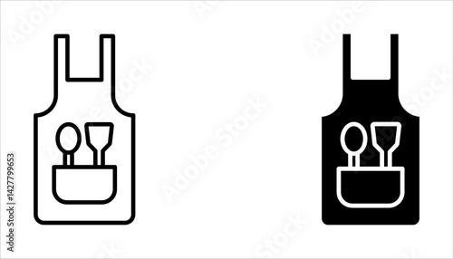 Apron editable stroke outline icon set isolated on white background