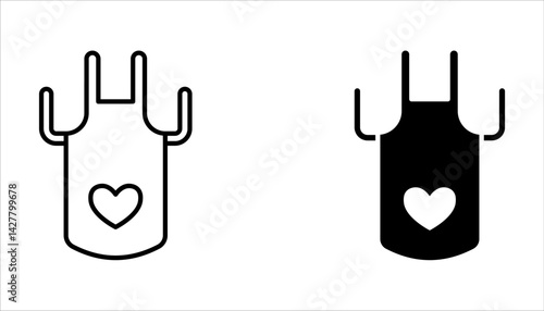 Apron editable stroke outline icon set isolated on white background