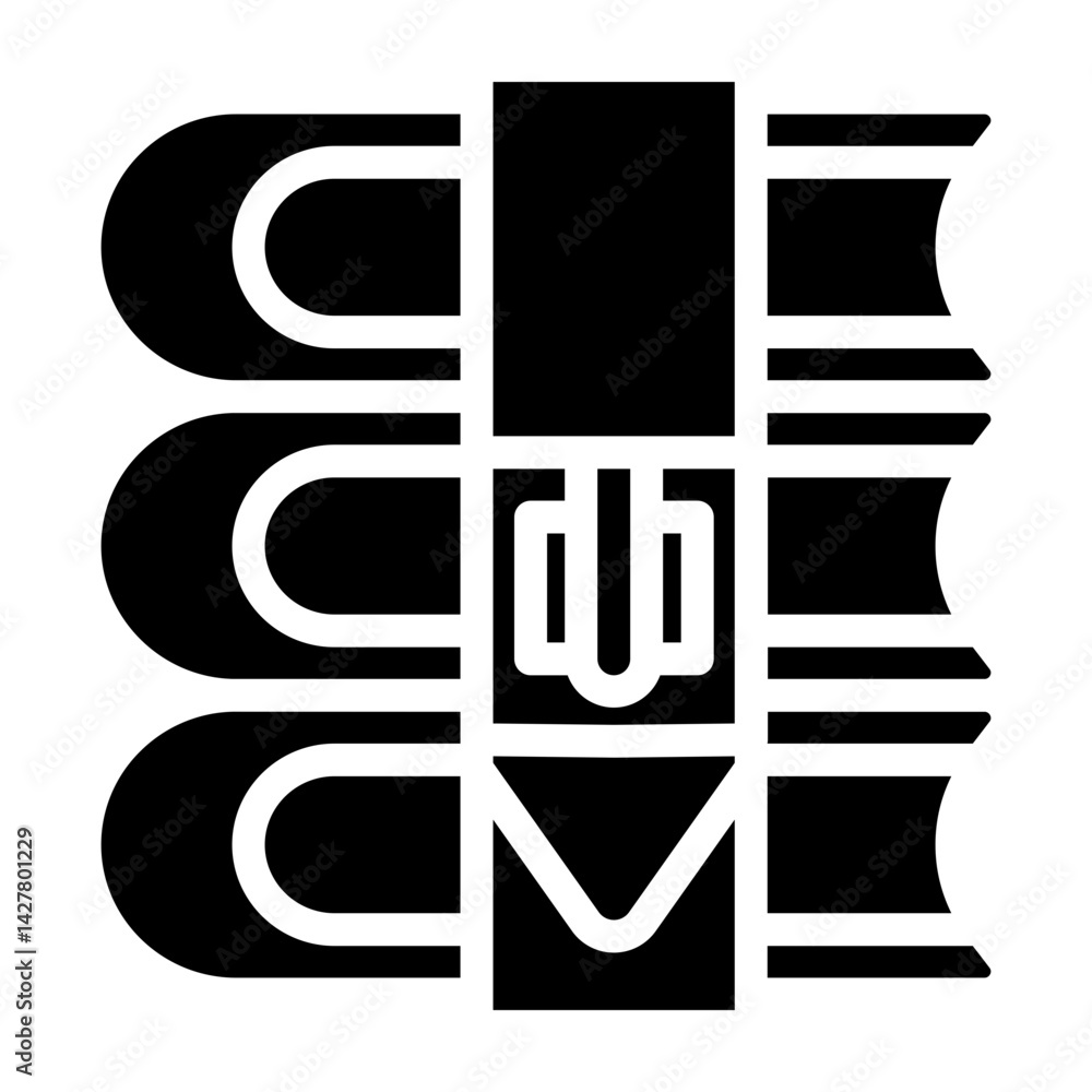 Book Collection Vector Glyph Icon Design Book Collection Vector Glyph Icon Design