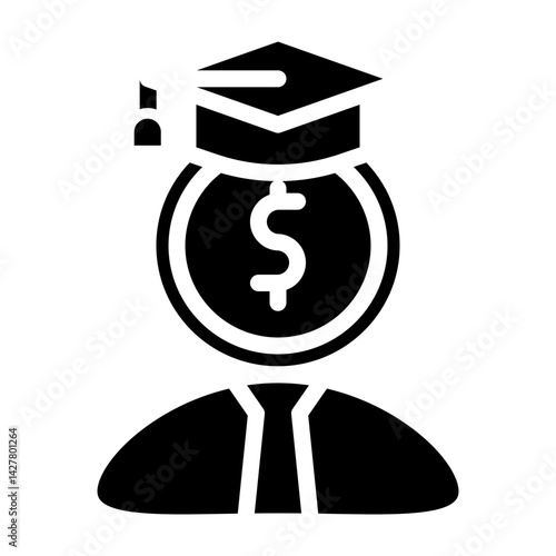 Scholarship Vector Glyph Icon Design